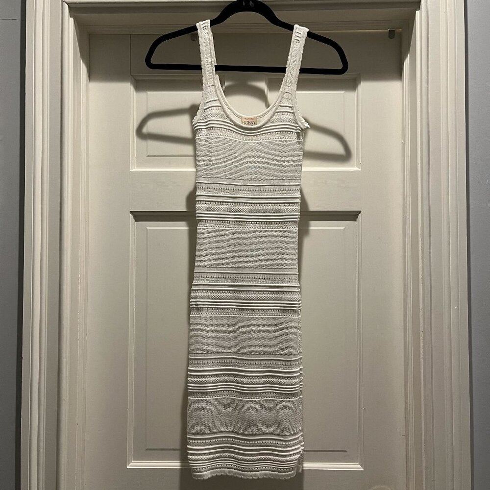 Torn by Ronny Kobo White Knit Mini Dress